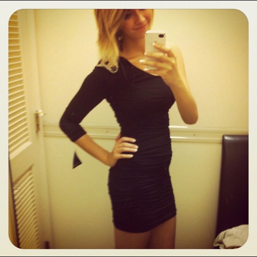 NWT - One Shoulder Bodycon Ruched Dress